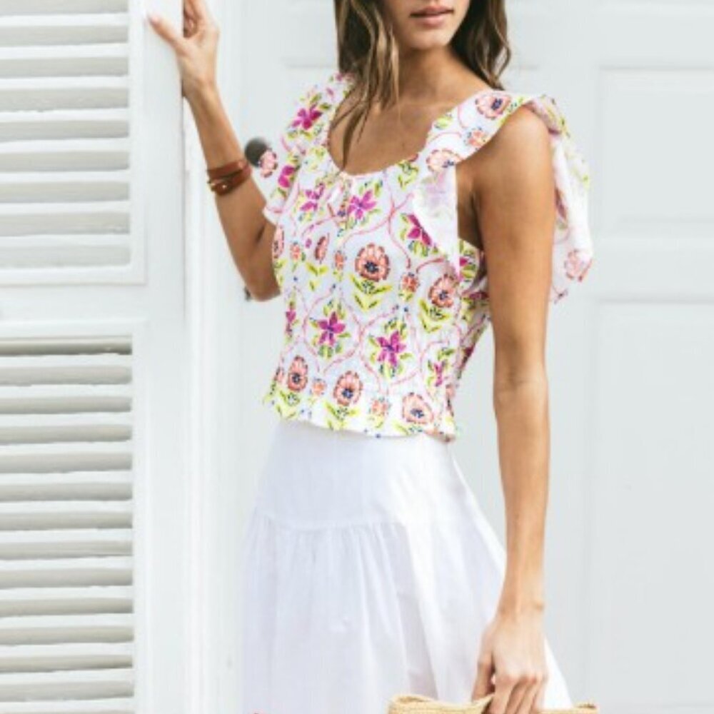 Roller Rabbit Fontana floral Cotton Crop Top Size Small NEW - Picture 7 of 8